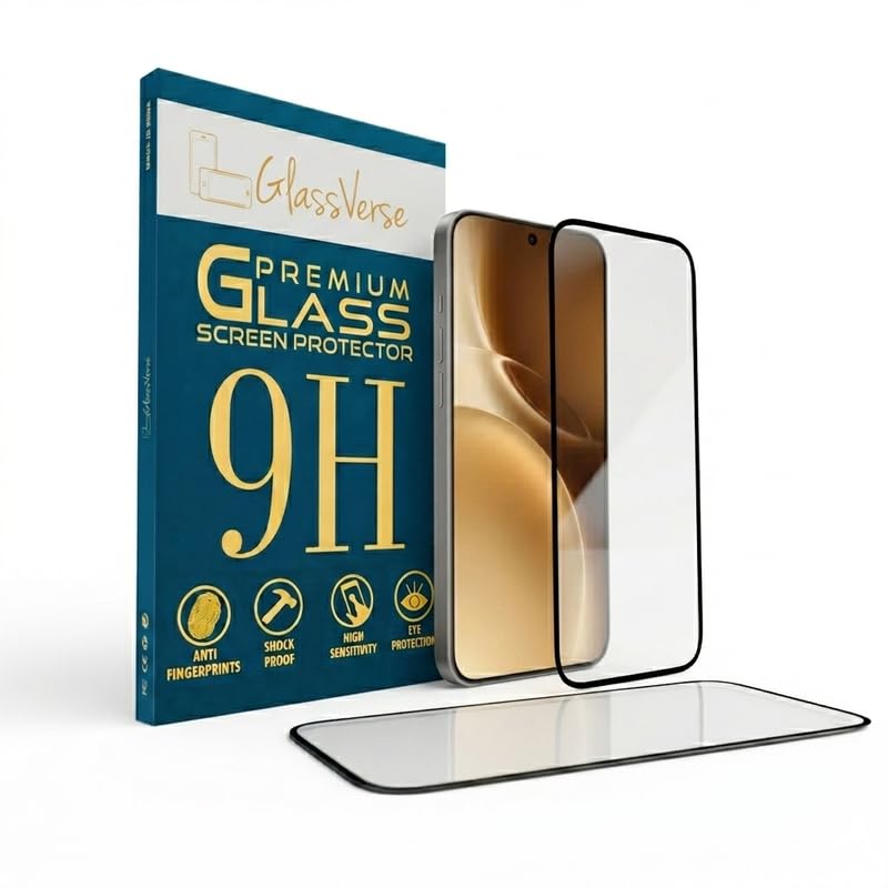 Image of GlassVerse PureView Tempered Glass for Vivo X300 | Crystal Clear, 9H Hardness Screen Protector, Edge to Edge, Case Friendly, Hassle-less Installation Kit Included. (Pack of 1)