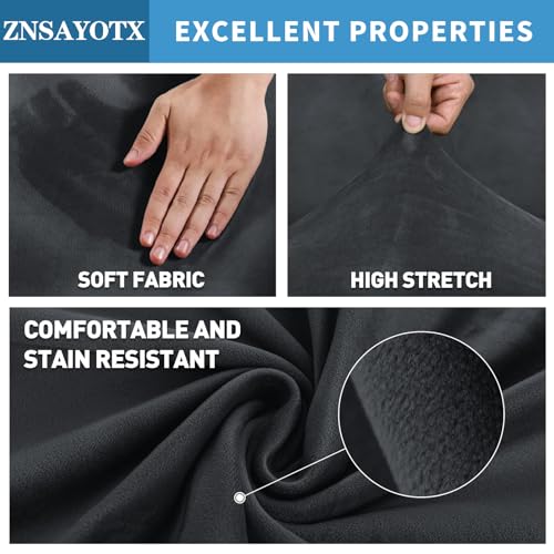 Image of ZNSAYOTX 2026 Velvet Oversized Recliner Cover 3-Piece, Luxury Plush Recliner Chair Covers with Elastic Band & Ties Stay in Place, Stretch Reclining Slipcover for Lazy Boy Soft Washable (Black)