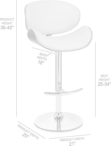 Miniatura 3 de Armen Living Taburete giratorio Naples en piel sintética crema, madera de nogal y acabado cromado