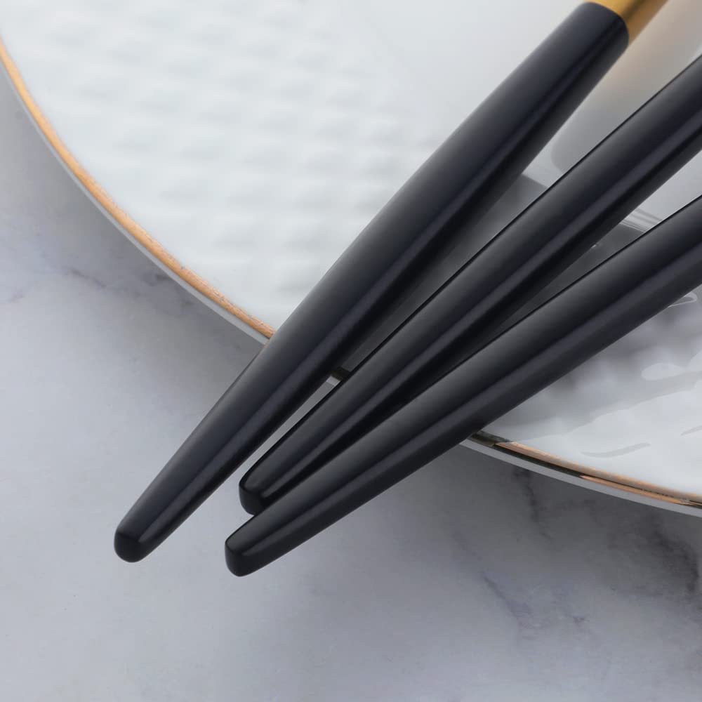 YDware 20 Stück Besteck Schwarzes Gold Matt, 20 Stück Titanium Schwarzes Gold Plated Besteck Set, Besteck Set Schwarzes Gold Service für 5.