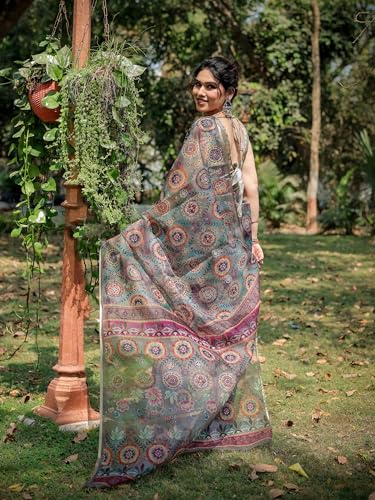 Image of MIRCHI FASHION Saree for Woman Organza Floral Printed | Lightweight Elegant Traditional Sari with Matching Blouse Piece