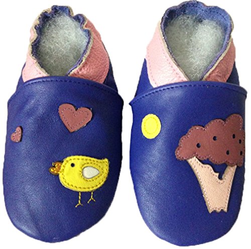JT-Amigo Chaussons Bébé en Cuir Doux - Arbre & Oiseau - 18 a 24 Mois