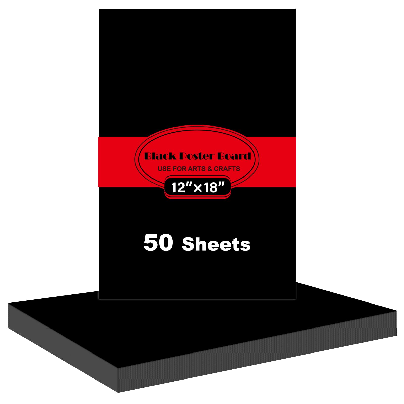 50 Pcs Black Poster Board Paper 12x18, ROOKEA Vision Boards Posterboard Bulk for School Projects Classroom Arts Craft Presentations Drawing Scrapbooking Blank Graphic Display