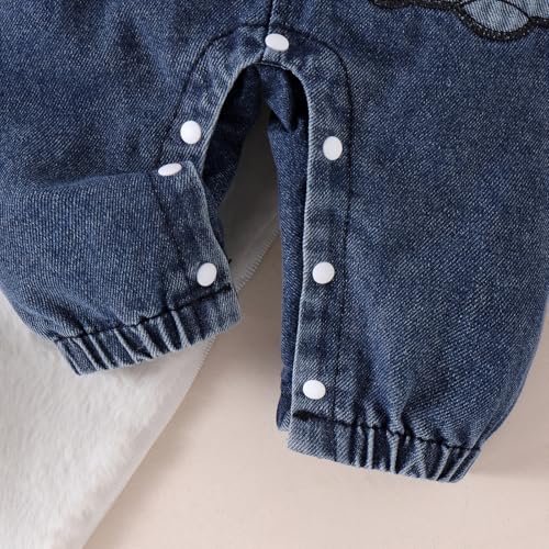 Image of Baby Boy Clothes Newborn Long Sleeve Romper Cartoon Animal Jeans Suspender Overalls Jumpsuit Fall Outfits 0-18 Months