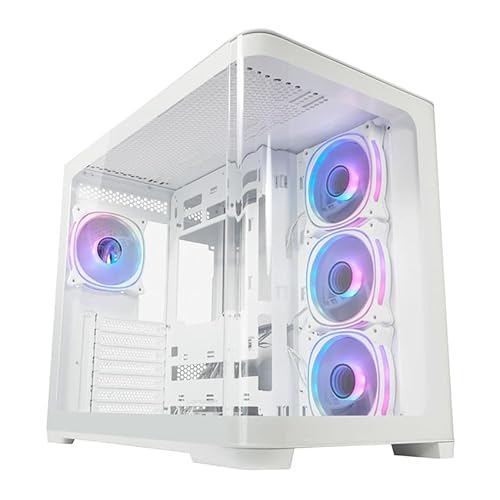 LC-Power Gaming-Gehäuse 801W Pro-Storm Light – ATX, RGB-Designfront, Seitenteil aus Hartglas, USB-C, 10 Lüfter-Optionen, bis zu 5 HDDs/SSDs