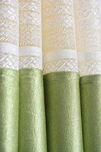 Image of Polyester Floral Patch Printed Curtains for Home Decor, Windows, and Long Door (Set of 2 Pcs, Green, 6 Feet)