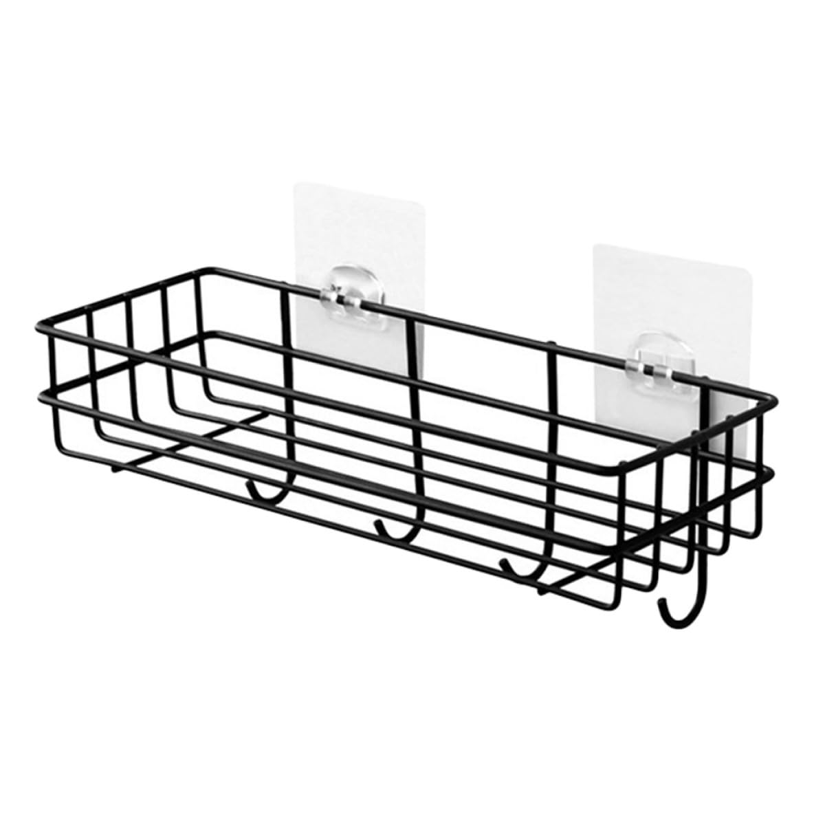 BESPORTBLE Wall Mounted Shower Shelf Bathroom Storage Rack Iron Punch-Free Rustproof Organizer for Shower and Kitchen Sundries Black