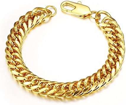 Gemsuki 18K Gold Plated Link Chain Bracelet KS946 (Length: 22 cm./Width: 12 mm.)