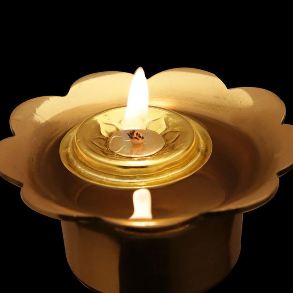 FOMIYES Oil Lamp Wick Set: Alloy Core for Burn, for Buddhist Worship, Meditation, & Holiday Decor – Easy to Use with Oil Lamps, Butter Tealights, and Prayer(6 Floating Discs + 6 Wicks)