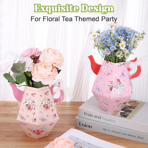 12 PCS Floral Tea Party Favor Boxes Bags,Tea Party Table Decoration vase,Princess Tea Party Decorations for Women,Tea Party Supplies Treat Bags for Floral Tea Themed Birthday Party Baby Shower