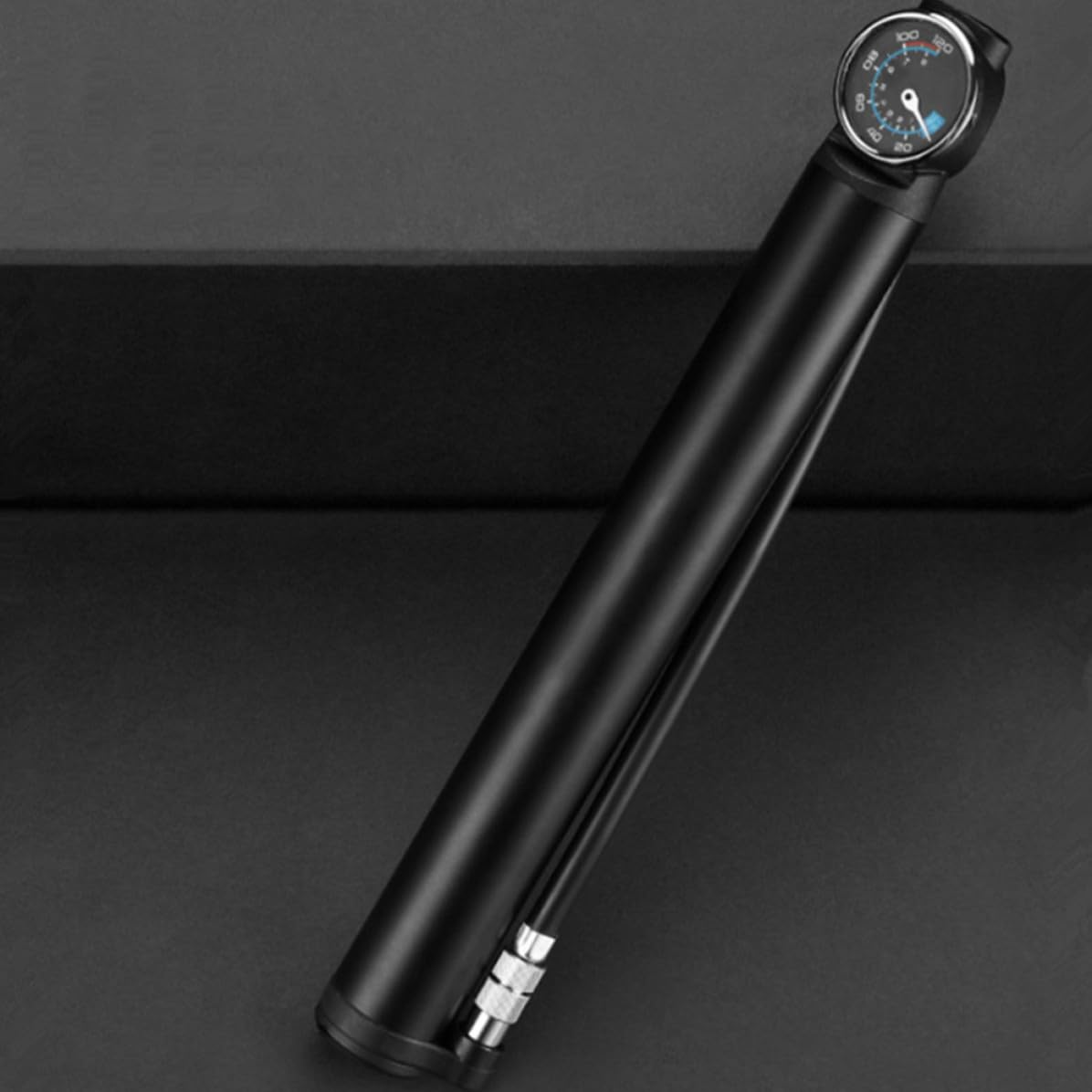 GLEAVI Gonfleur de Pneus Portable Compresseur D'air Électrique en Alliage D'aluminium Noir, Pompe à Vélo Haute Pression, Léger et Compact, pour Valves Presta et Standard