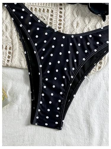 WDIRARA Women's Polka Dots Bandeau Bikini Set Strapless High Cut Swimsuit 2 Piece Bathing Suit4