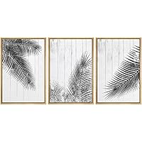 SIGNWIN Framed Canvas Print Wall Art Black and White Plant Silhouette Decorative Shapes Illustrations Modern Art Rustic Relax/Calm Warm for Living Room, Bedroom, Office - 16