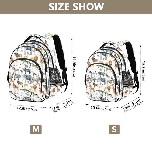 Fisyme Zoo Animals Giraffe Elephant Backpack Laptop Back Pack Daycare Bag Bookbag Travel School Backpacks Small2