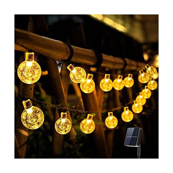 HUSHIBIN Outdoor Solar Fairy Lights, 50 LED Solar Fairy Lights with Crystal Balls, 8 Modes IP65 Fairy Lights Balcony…