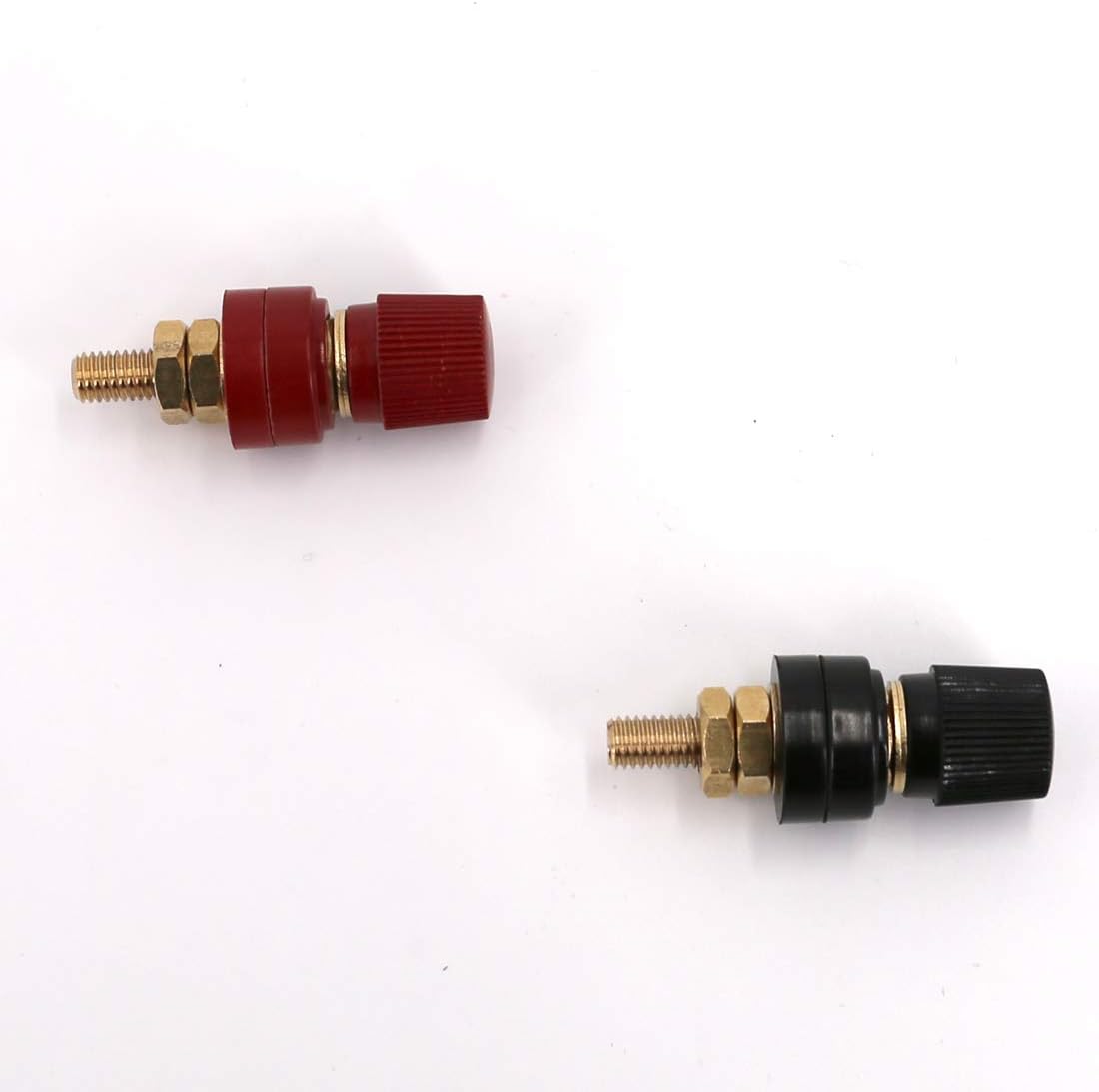 Battery Terminal 5/16” M8 8mm Stud Remote Battery Binding Post Power Junction Post Connector Terminal Kit 2Pcs (Red & Black)