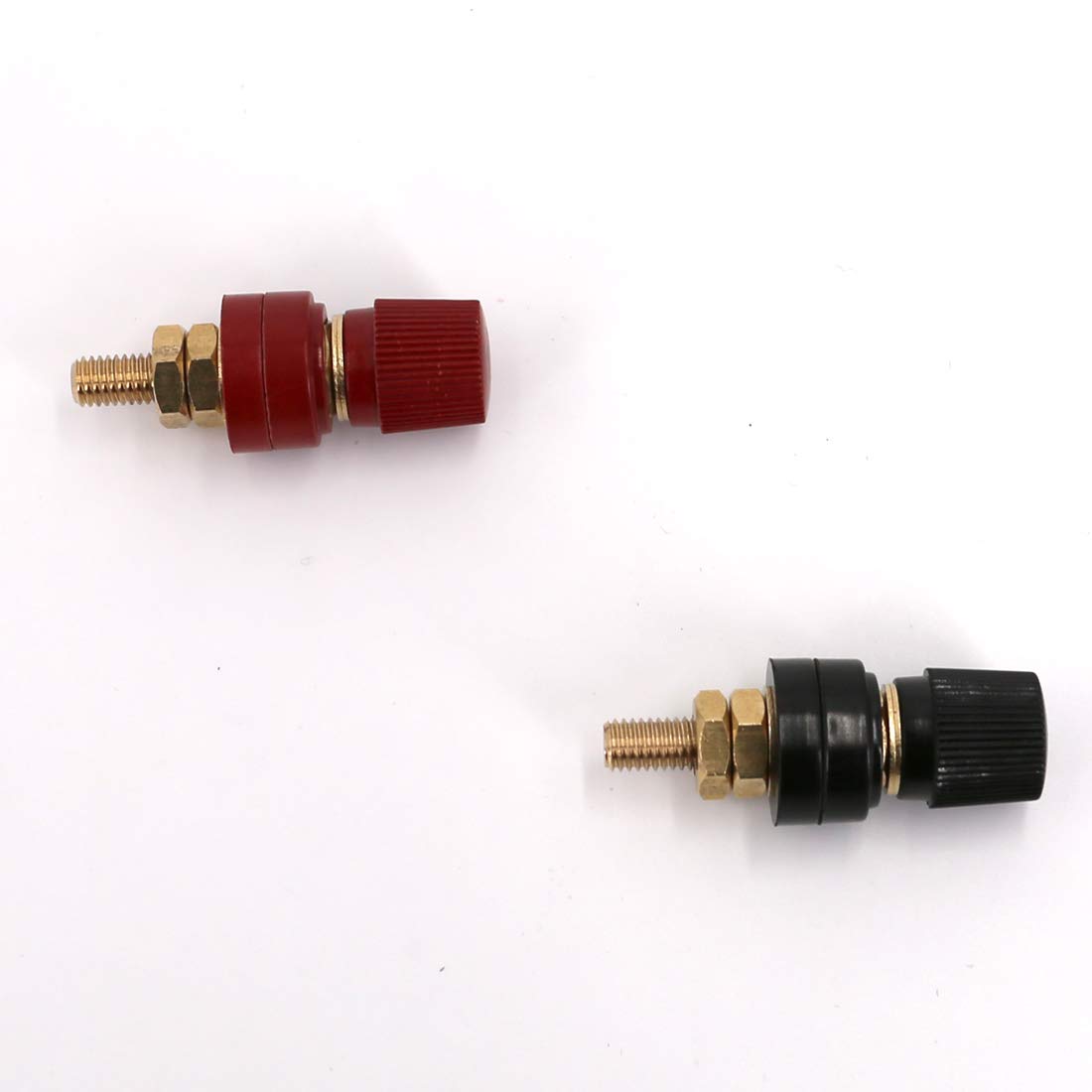 UTSAUTO Battery Terminal 5/16” M8 8mm Stud Remote Battery Binding Post Power Junction Post Connector Terminal Kit 2Pcs (Red & Black)