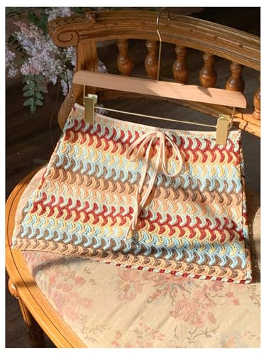 MakeMeChic Women's Vacation Y2K Plus Size Mini Skirt Colorful Striped Tie Front Bodycon Skirts3