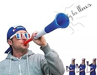 GOX Große Vuvuzela France Trompete von 59 cm Power Blau Weiß Rot. Zubehör für Fußball- und Sportfeiern. Lautes Lufthorn 108 Dezibel für Animation.