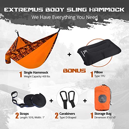 Extremus Double Camping Hammocks, Portable Hammock, Firestorm/Orange, 10Ft X 6.6Ft #TOP3