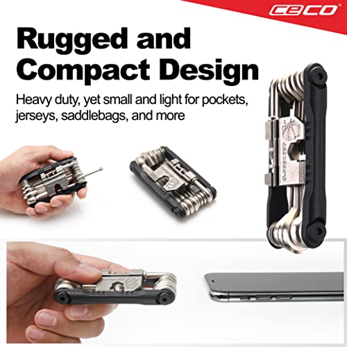 CECO-USA 20 Function Bike Tool with Chain Breaker – Bicycle Multi Tool – Heavy Duty, Compact Pocket Sized, Lightweight – High Strength CR-V 6150 Tool Steel – Easy To Carry - Image 7