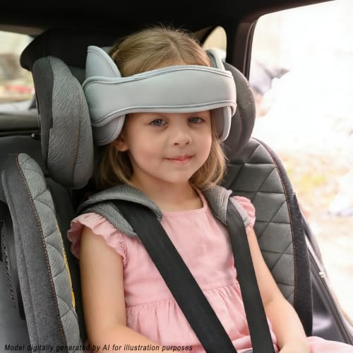 Image of Baby Car Seat Head Support Band - Comfortable Head & Neck Pillow Support | Adjustable Car Seat Neck Relief, Grey