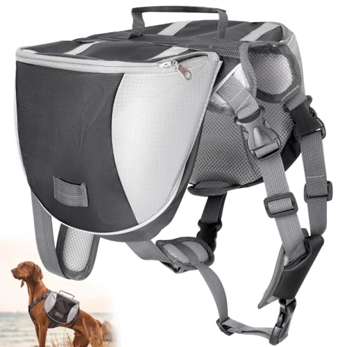 Arnês de Mochila para Cães, Mochilas para Filhotes de Estimação, Bolsa de Transporte Ajustável para Animais de Estimação Viagens, Caminhadas Diárias, Mochilinha Pet Multifuncional, L