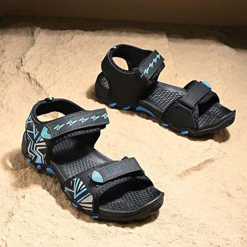 Image of Centrino Men's Phylon Sandals |Adjustable Velcro Strap Athletic Sandals |Geometric Wave Pattern Open Toe|Durable Rubber Sole Outdoor Water Sandals for Summer Beach Hiking Walking & Casual Wear (9352)