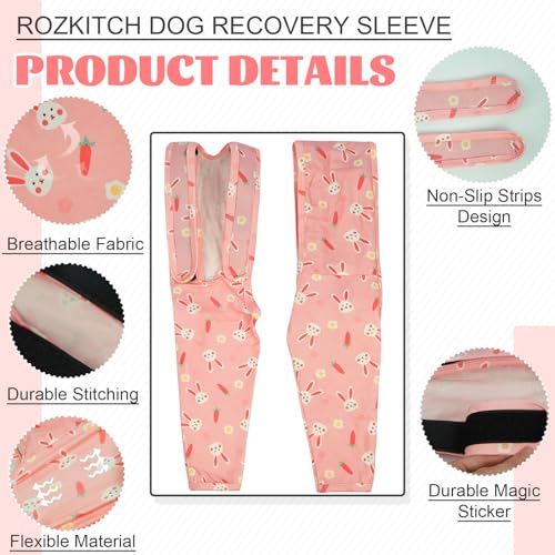 Image of ROZKITCH Dog Sleeves for Wounds Front Legs Right Left Leg, Pet Prevent Licking Wound Elbow Knee Protector, Dog Recovery Suit Cone Collar Alternative for Sprain ACL CCL Arthritis Joint Care Rabbit S