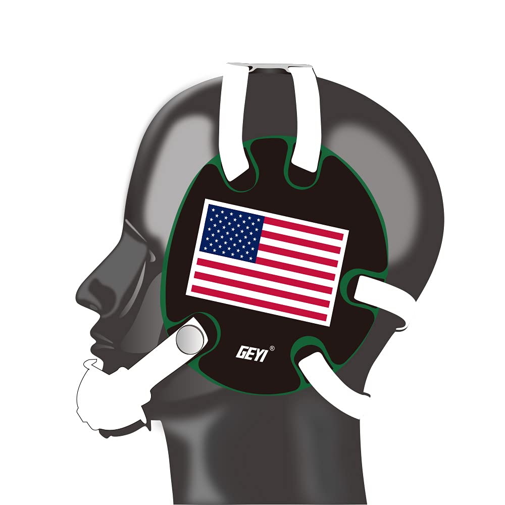 Geyi Wrestling Headgear with USA Flag Stickers (Dark Green)