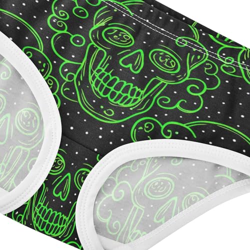 Bright Green Skulls White Spots Girls Underwear Toddler 2t Cotton Little Girl Panties Fun Briefs Underpants4