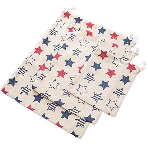 Laat 3 pcs algodón y lino Candy bolsa de regalo cordón bolsa de viaje bolsa de almacenamiento bolsas de cosméticos, Star