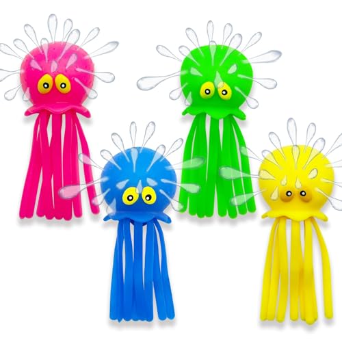 QYDKWK Set mit 4 Oktopus Wasserbomben, Gummi Badespielzeug für Kleinkinder, Sensorisches Stressabbau Poolspielzeug für Kinder, Sommer Partytütenfüller für Jungen und Mädchen 3+ Jahre