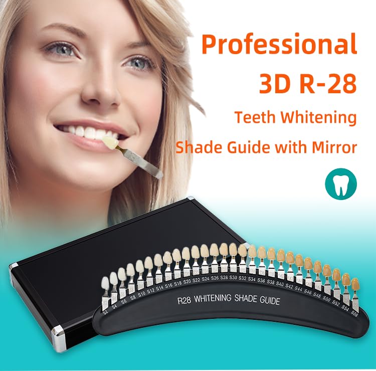 Image of Professional 3D R-28 Dental Tooth Teeth Whitening Shade Guide for Dentist Tracking Teeth Whitening Course, Tooth Shade Guide with 28Colors