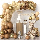 Luftballon Girlande, Kaffee Braun Latex Doppellagiger Ballon, Ballon Girlande Set Beige, Dschungel Ballongirlande für Geburtstag Baby Shower Junge Mädchen Jungle Party Dekoration
