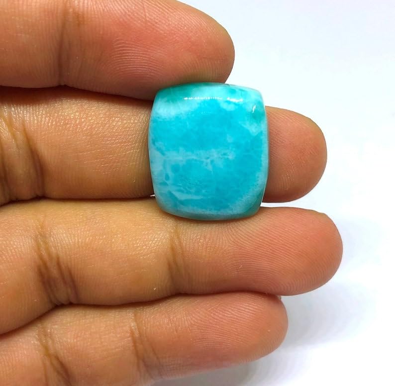 Larimar pierre naturelle fabrication bijoux cabochon rectangle 20x18mm