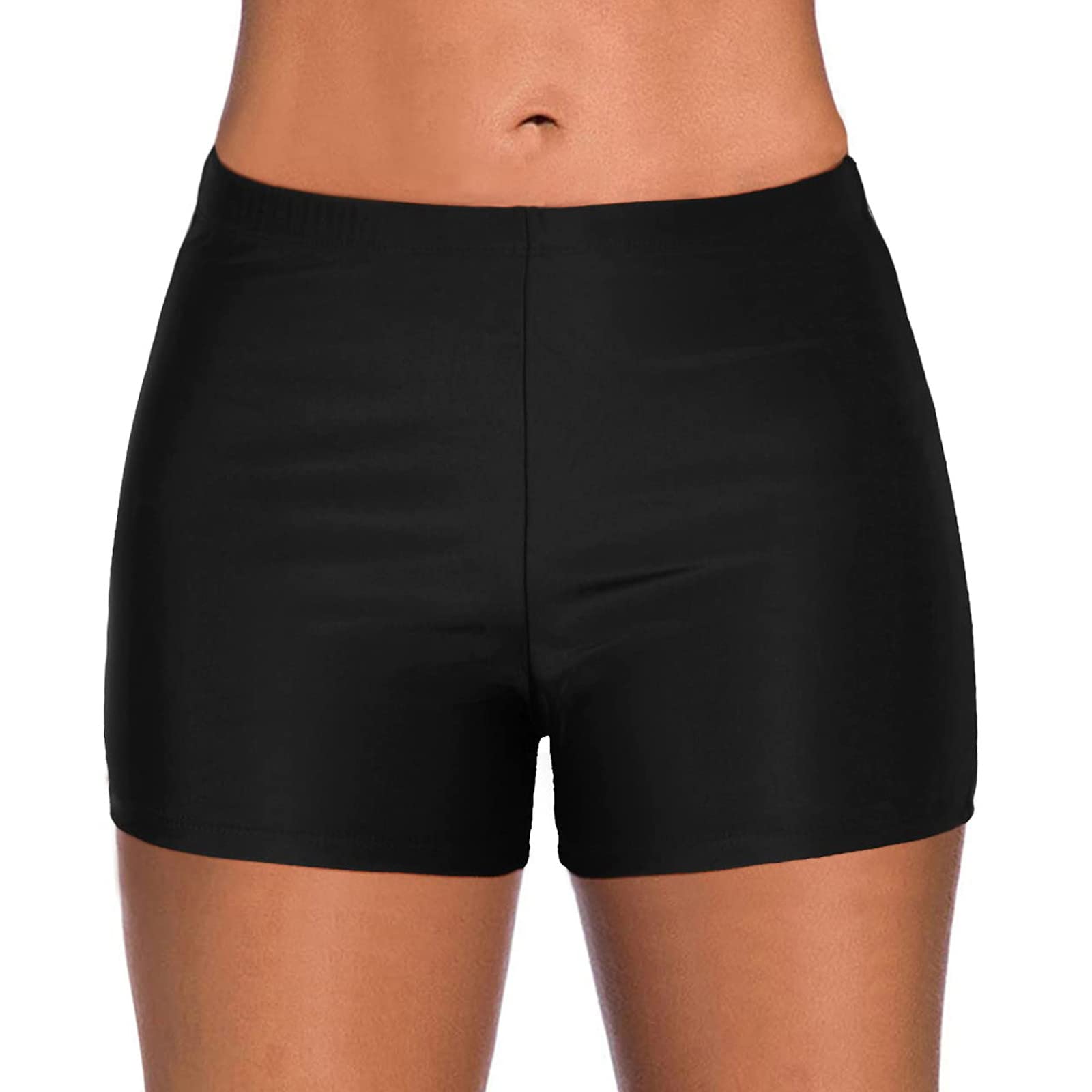 Boardshorts für Damen Bauchweg Badeshorts Schwimmshorts Basic Damen Bikinihose mit hoher Taille, Badehose, Strandshorts, Bikinihose, Tankini-Shorts, Bademode, Strand