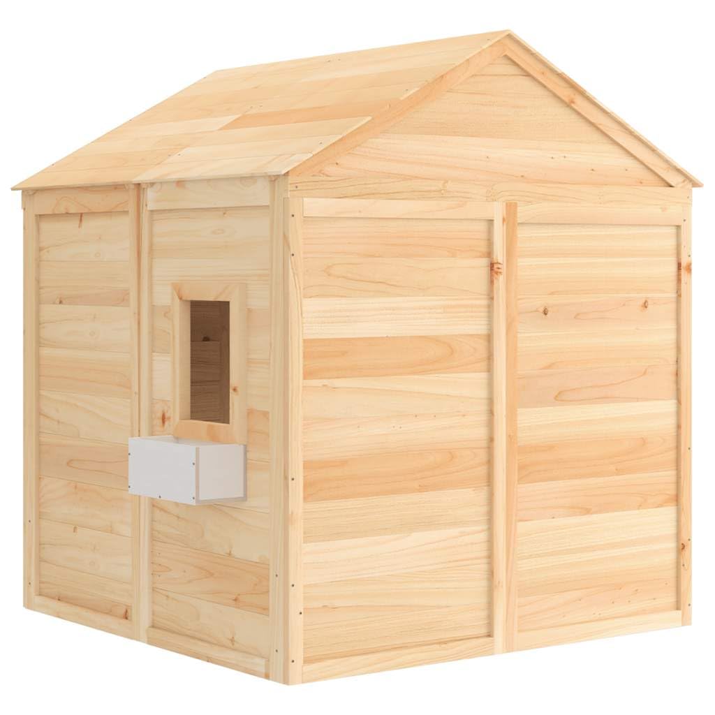 vidaXL Casa de Juegos, Casita de Juguetes con Puerta con Cierre y Macetas, Equipamiento para Niños, Parque Infantil de Exterior, Madera de Abeto