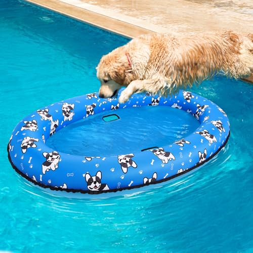 140 x 89 cm Hunde-Pool-Schwimmer, Hundeschwimmer für Pool, Poolflöße für Hunde, aufblasbares Hundefloß für Pool für kleine, mittelgroße und große Hunde, Poolschwimmer für See, Fluss, Pool, kratzfest