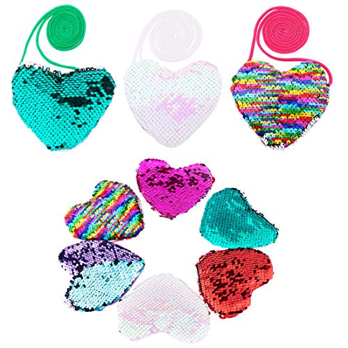 Hotott Monedero Forma de Corazón Bolso Niño Lentejuelas Monedero,Bolsa de Fiesta de Regalo Niña Mini Bandolera Carteras con Lentejuelas Regalo Cumpleaños para Mujeres Niñas pequeñas Fiestas