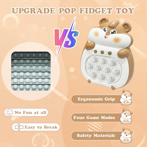 Fast Push Bubble Game Controller, Puzzle Pop Pro Light Up Fidget Game Toys Adults Handheld Bubble Pop Fidget Game Console Anti-Anxiety Autism Decompression Electronic Travel Game Toy