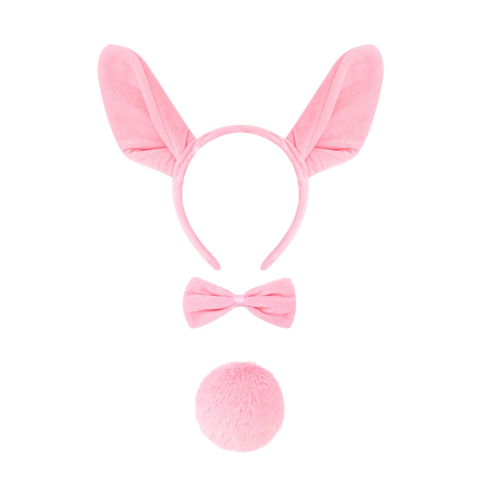LAOYEFACAI 3 Pieces Animal Ears Headband Set Children's Fancy Dress Headband Animal Headband with Elf Ears and Gloves Soft Elastic Children's Costume Accessories for Carnival Halloween (Pink