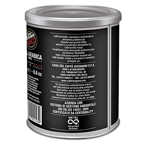 Caffè Vergnano 1882 Kaffee Dose 100% Arabica gemahlen Mokka - 250 g-Packung