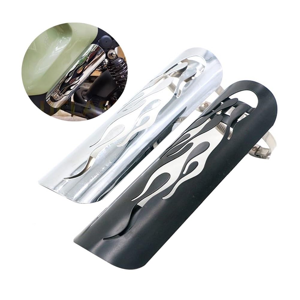 Scudo Termico Scarico Moto Protezione Della Copertura Dello Scudo Termico Del Tubo Del Silenziatore Di Scarico Cromato Per Moto Per Per Dyna Per Softail Per Sportster(02 Silver)