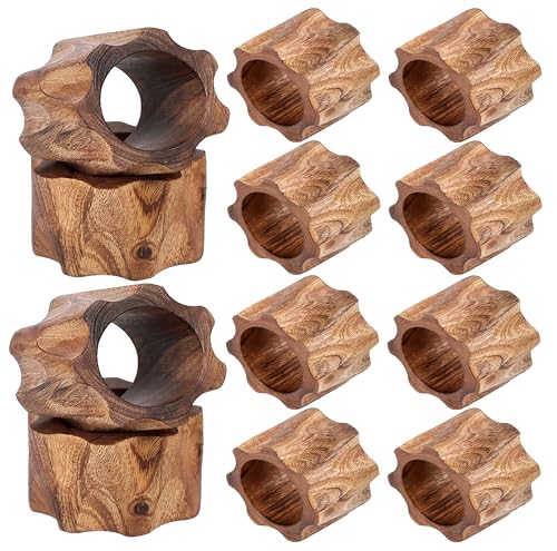 Napkin Rings Set of 12 for Dinner Parties, Weddings Receptions, Family Gatherings, or Everyday Use - Set Your Style with Daily Use Table Décor Accessories - Cherry Wood