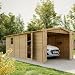 Holzgarage - Abstellraum mit Fenstern- H222x616x324 cm /18 m2 - Plattenkonstruktion aus Naturholz - Gartenwerkstatt - Auto- und Geräteschuppen -TIMBELA M102