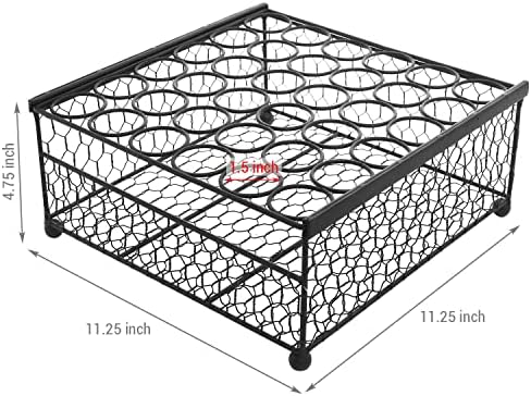 MyGift 2 Tier Country Rustic Black Chicken Wire 36 Eggs Display Tray and Storage Basket