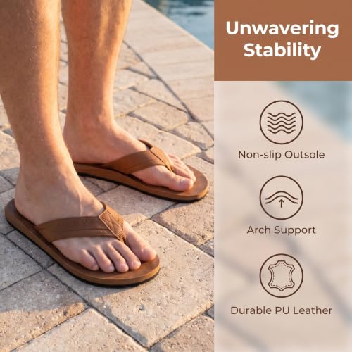 Image of AX BOXING Mens Flip Flops Leather Thong Sandals Casual Comfort Slides Slippers
