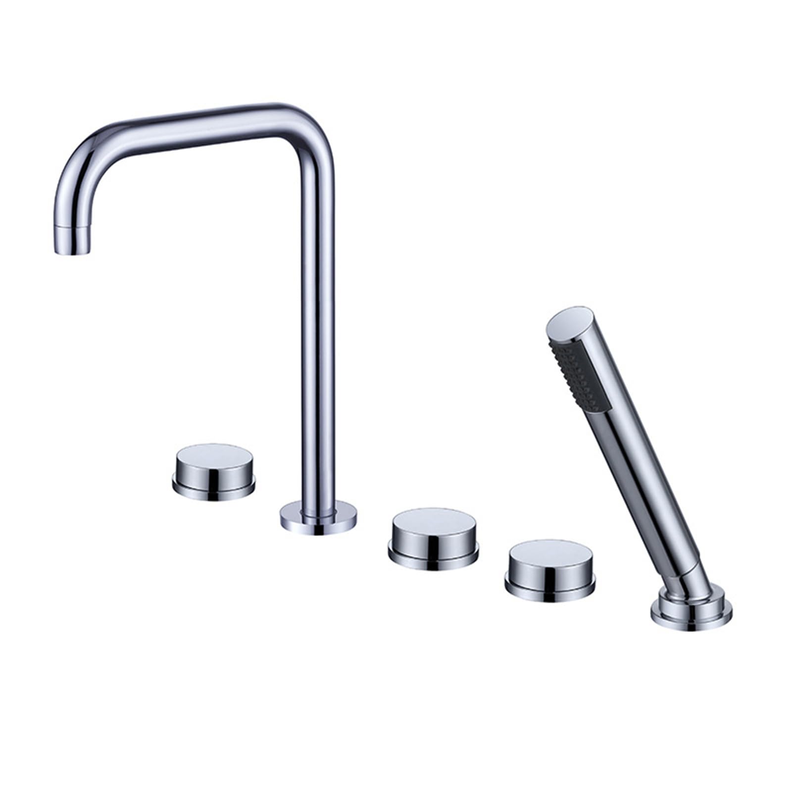 SnamicE Bath Mixer Taps with Shower L-Shaped Spout Bath Tub Mixer Tap with Shower Double Handle Black,Chrome