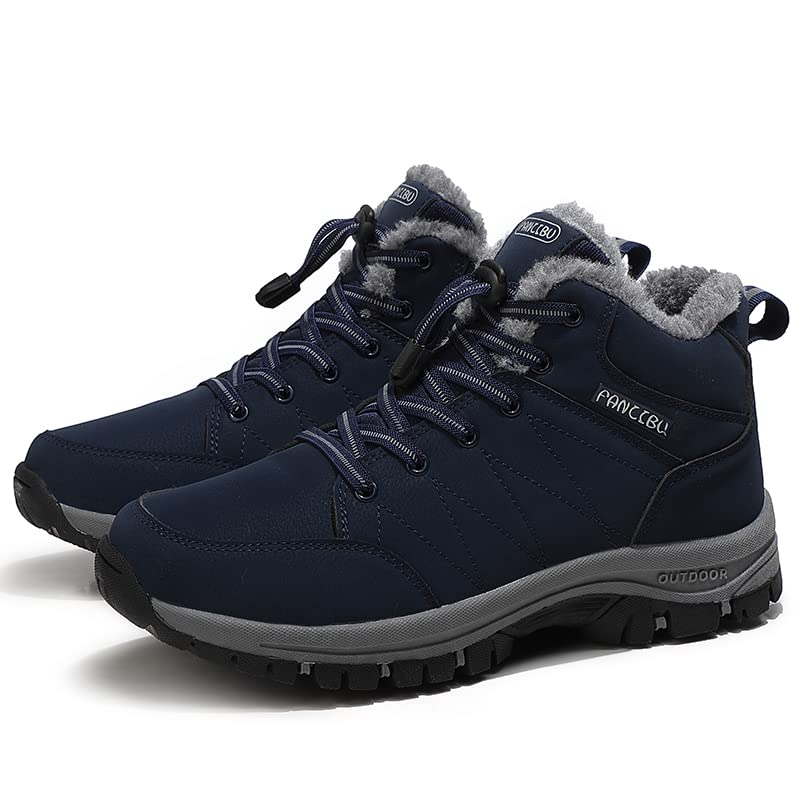 Image of Mens Winter Boots Casual Lightweight Waterproof Snow Boots Anti-Slip Fur Lined Trekking Backpacking Hiking Boots
